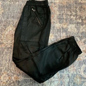 DWP Waxed Leatherette Black Joggers, Size X-Small